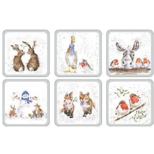 Wrendale - Coasters - XMAS - Set of 6 - 4x4"