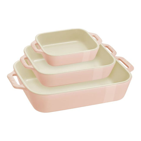 Rectangular Baking Dish Set - Macaron Light Pink - 3 Piece