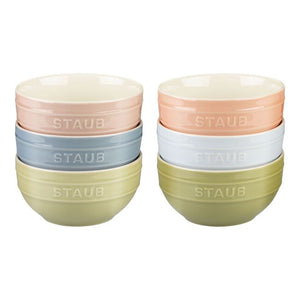 Ceramic Macaron Large Bowl Set - Mixed Colours - 6 Piece
