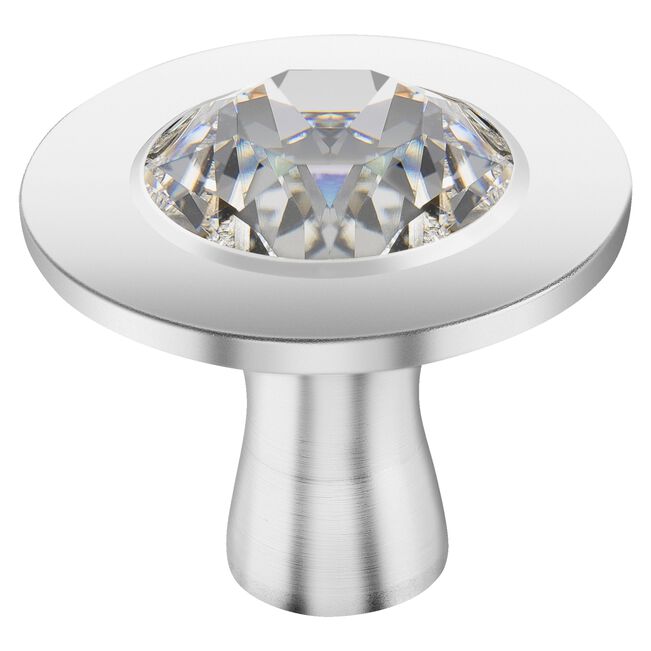 Stainless Steel Knob - Round - Adorned With Crystal By Swarovski