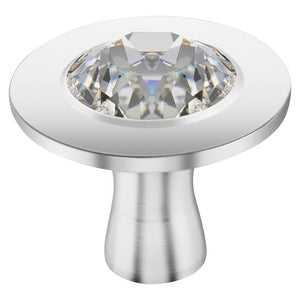 Stainless Steel Knob - Round - Adorned With Crystal By Swarovski