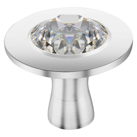 Stainless Steel Knob - Round - Adorned With Crystal By Swarovski
