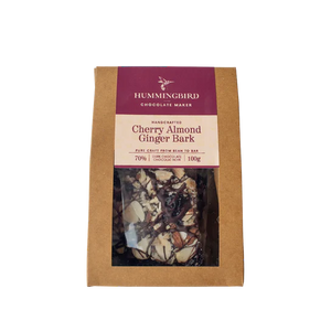 Hummingbird Chocolate - Chocolate Bark – Cherry Almond & Ginger - 80gr