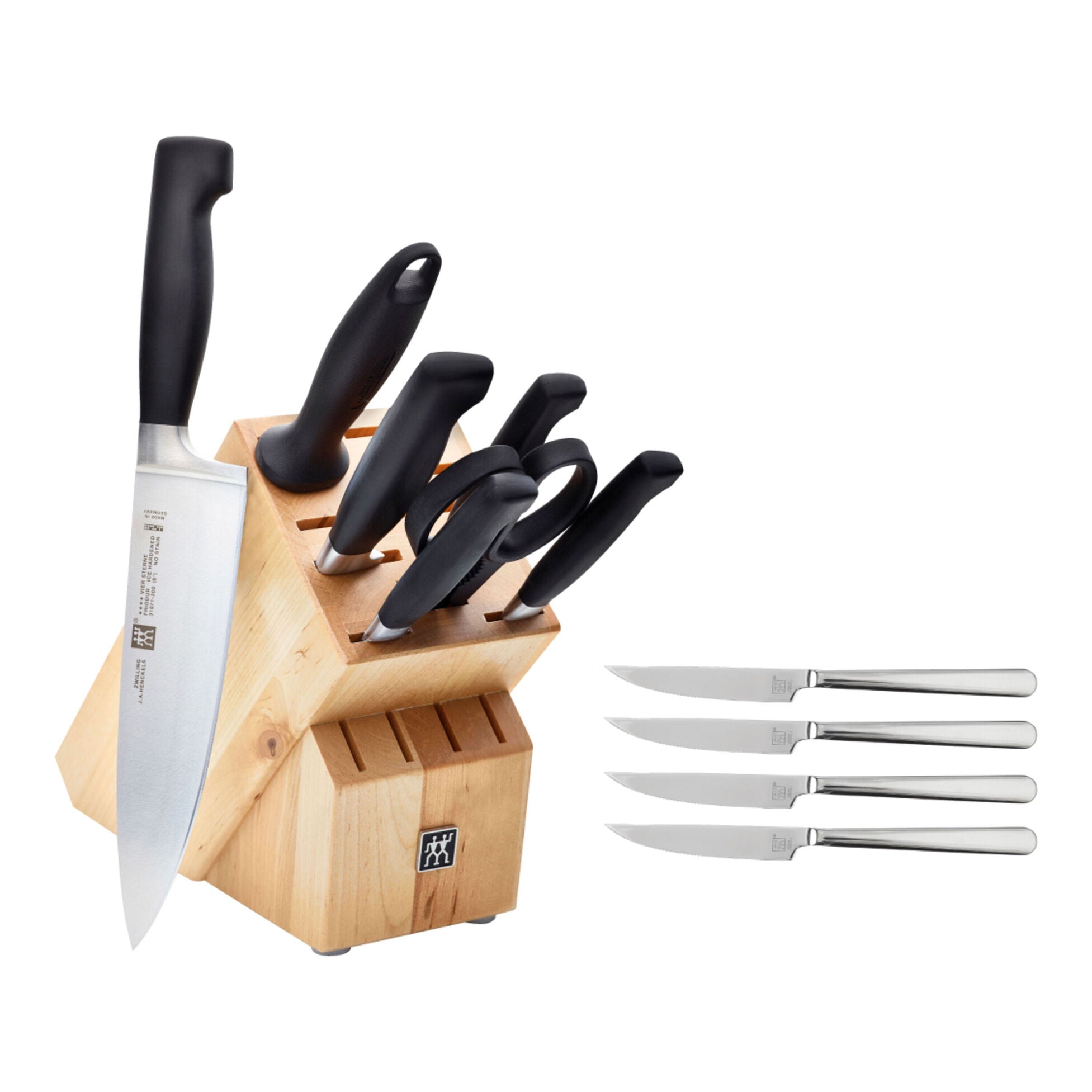 Four Star Knife Block Set - 8 Piece + Bonus Steak Knives