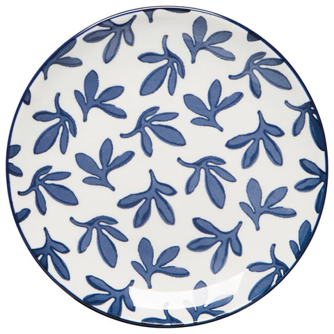 Appetizer Plate - Blue Floral Stamped - 6 inch