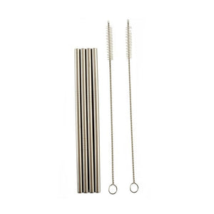 NORPRO 6" Stainless Straws - With Brushes (Thinner For Cocktails)