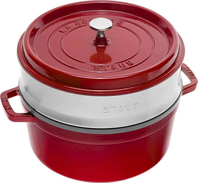 Staub – Cocotte With Steamer - Cherry - 5.5qt