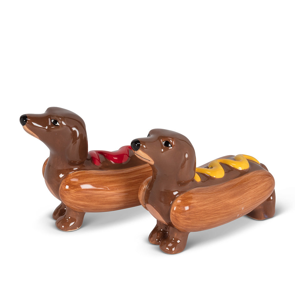 Salt & Pepper Shaker - Dachshunds in Hot Dog