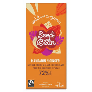 Seed and Bean - Chocolate Bar Mandarin & Ginger 72%  85g