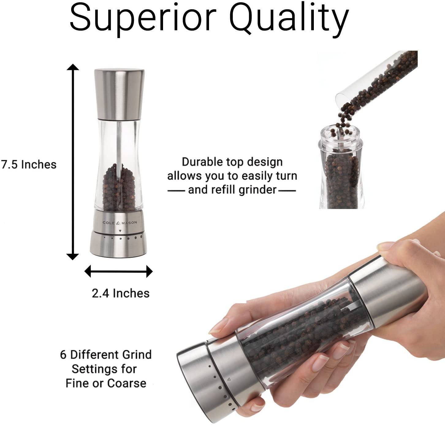 Cole & Mason - Pepper Grinder - Gourmet Precision - Derwent - 7.5"