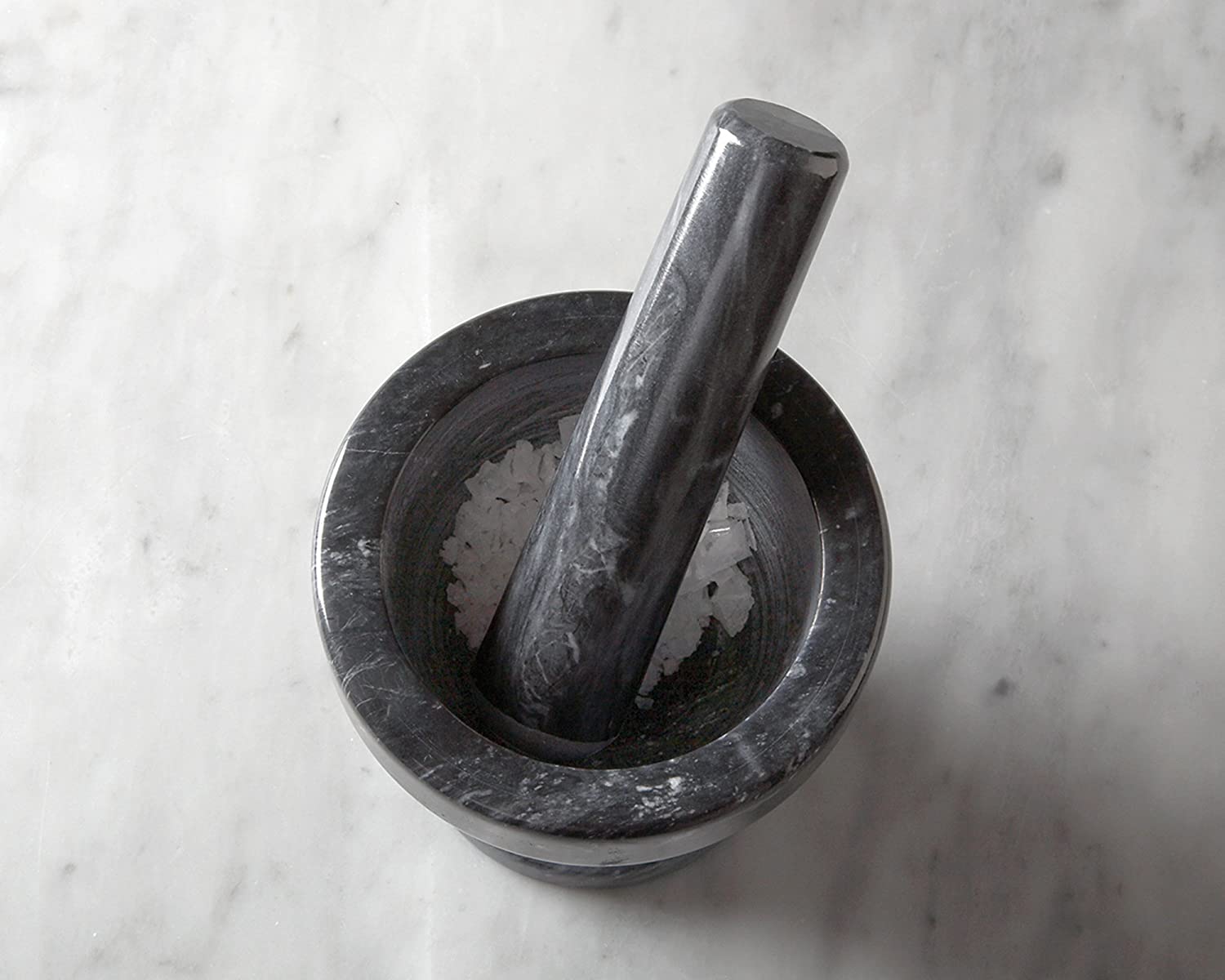 Mortar & Pestle - Black Marble - 4"