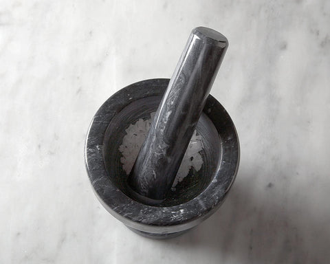 Mortar & Pestle - Black Marble - 4"