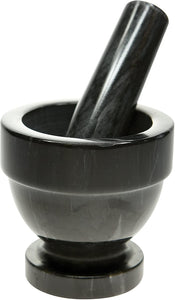 Mortar & Pestle - Black Marble - 3"