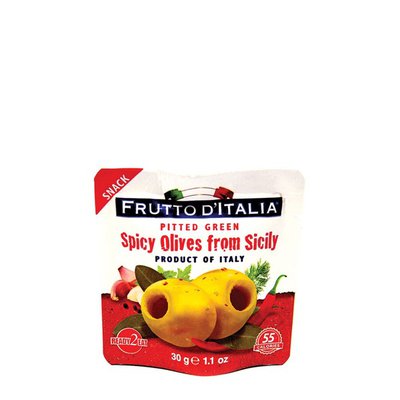 Frutto D'Italia - Olives - Spicy Pitted Green - Pouch - 30g