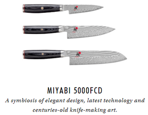 Miyabi - 5000FCD - 3 PIECE KNIFE SET - 7" Santoku Knife, 5.25" Prep Knife, 3.5" Paring Knife