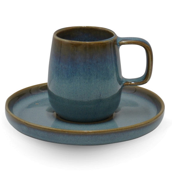 Mesa - Espresso Cup and Saucer - Blue Stoneware - 75ml