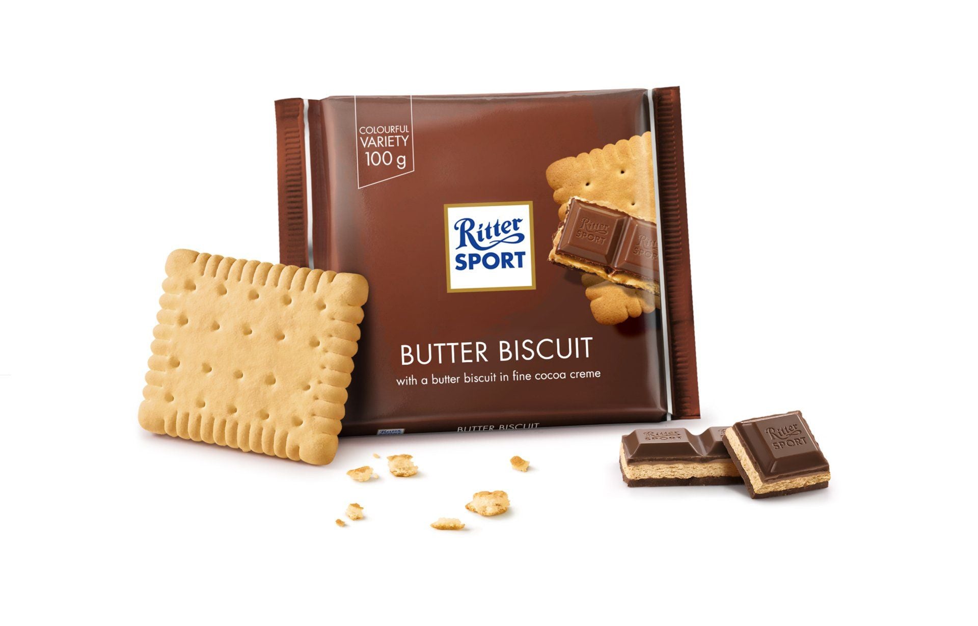 Ritter Sport - Chocolate Bar - With Butter Biscuit - 100g