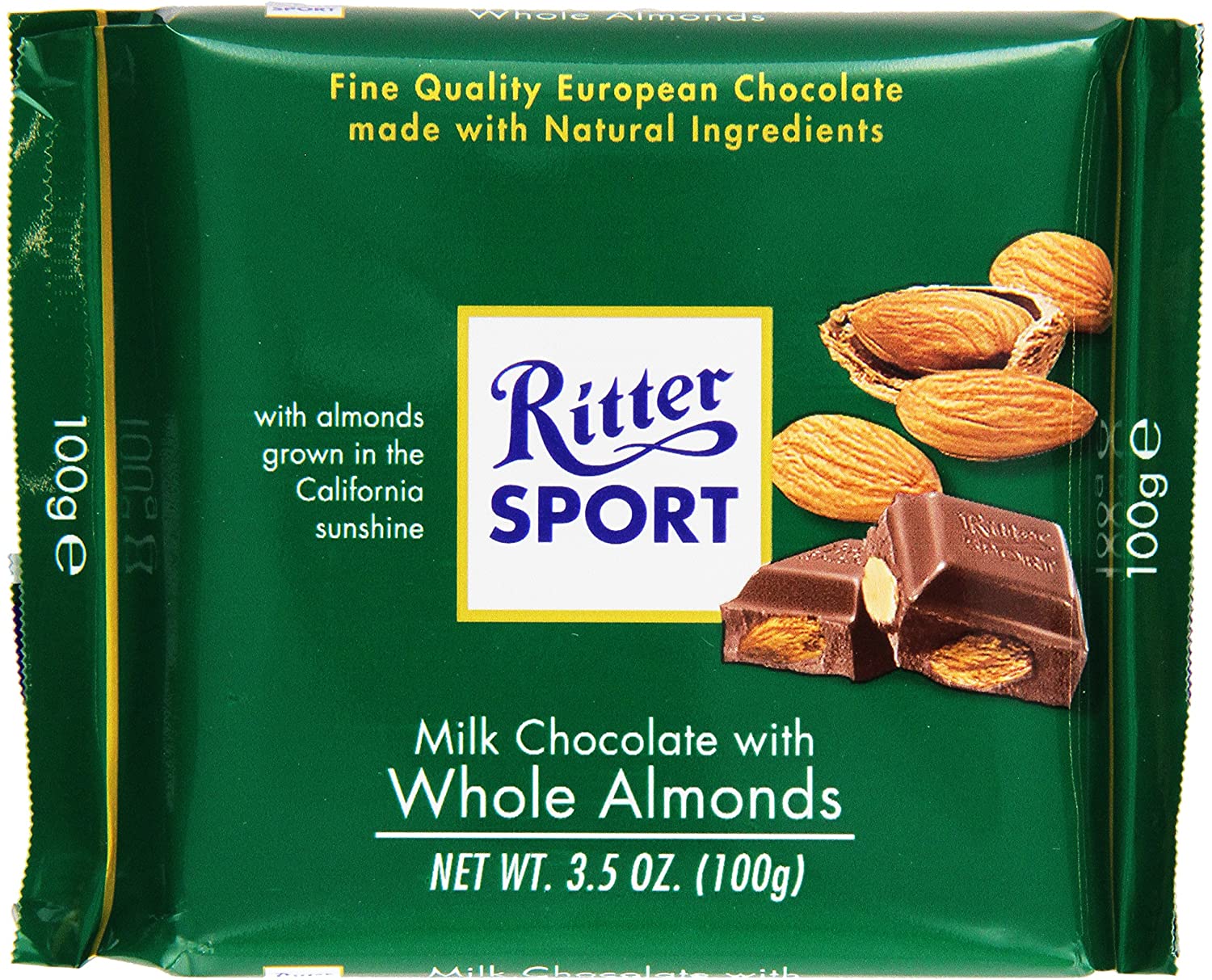 Ritter Sport - Chocolate Bar - With Dark Whole Almond - 100g