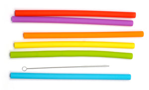 Silicone Smoothie Straw Set - With Brush
