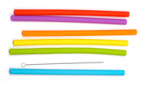 Silicone Smoothie Straw Set - With Brush