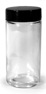 Spice Jar - Round Glass - w/Black Lid