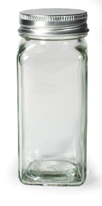 Spice Jar - Square Glass - w/Metal Lid