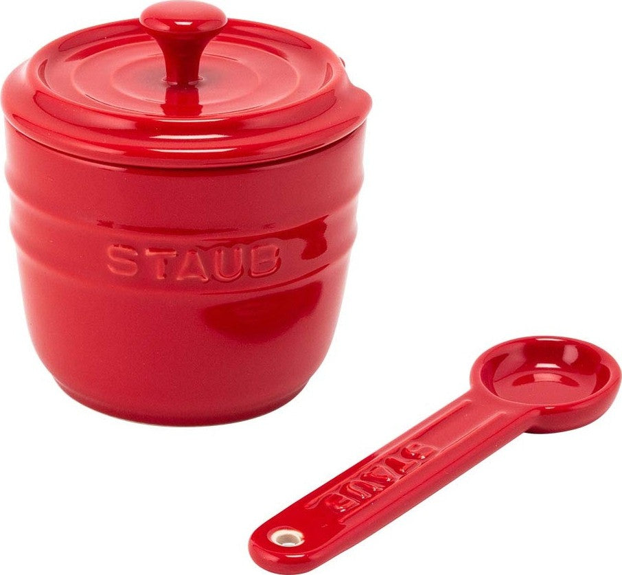 Staub - Ceramic Sugar Bowl - With Spoon - Cherry Red