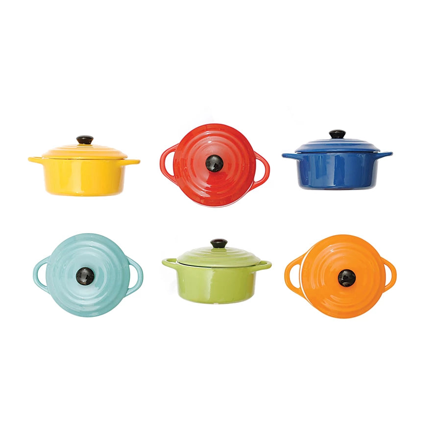 Stoneware Mini Baker - With Lid  - 6 Assorted Colors