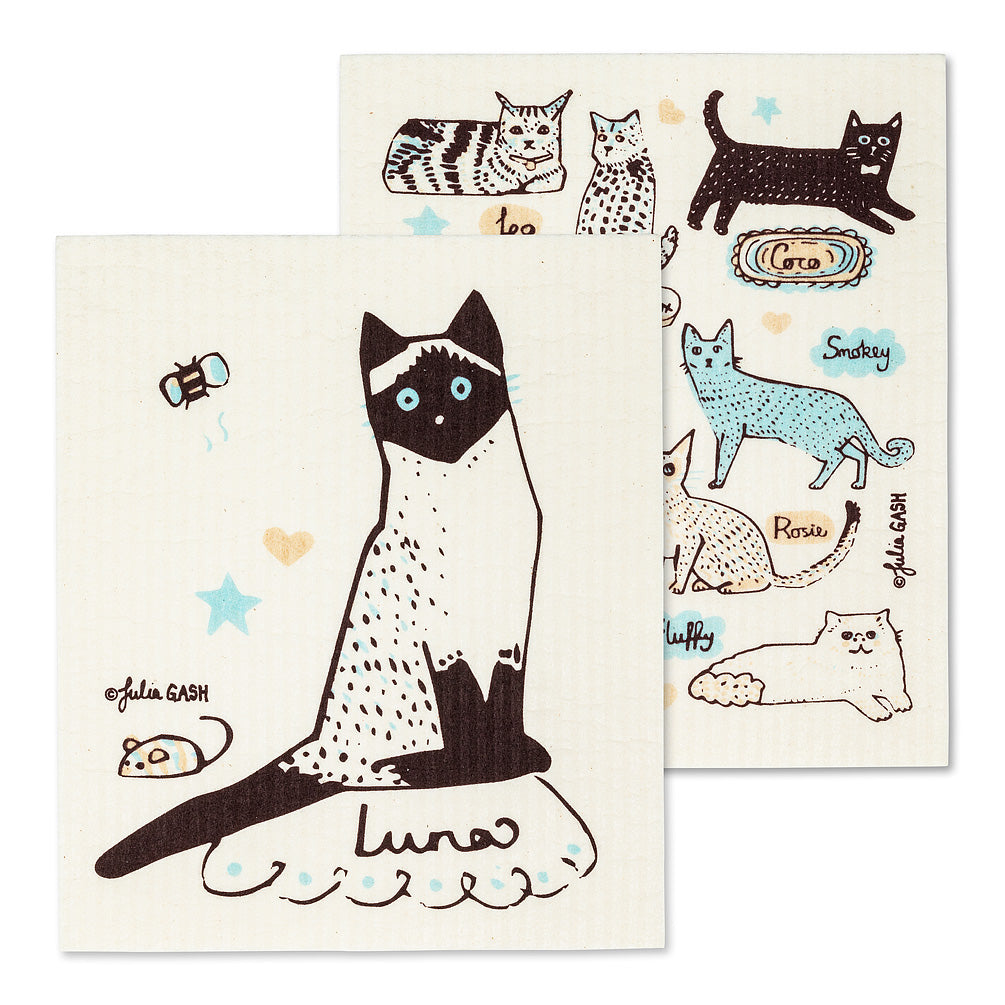 Swedish Dishcloths - Cats with Names - Set of 2