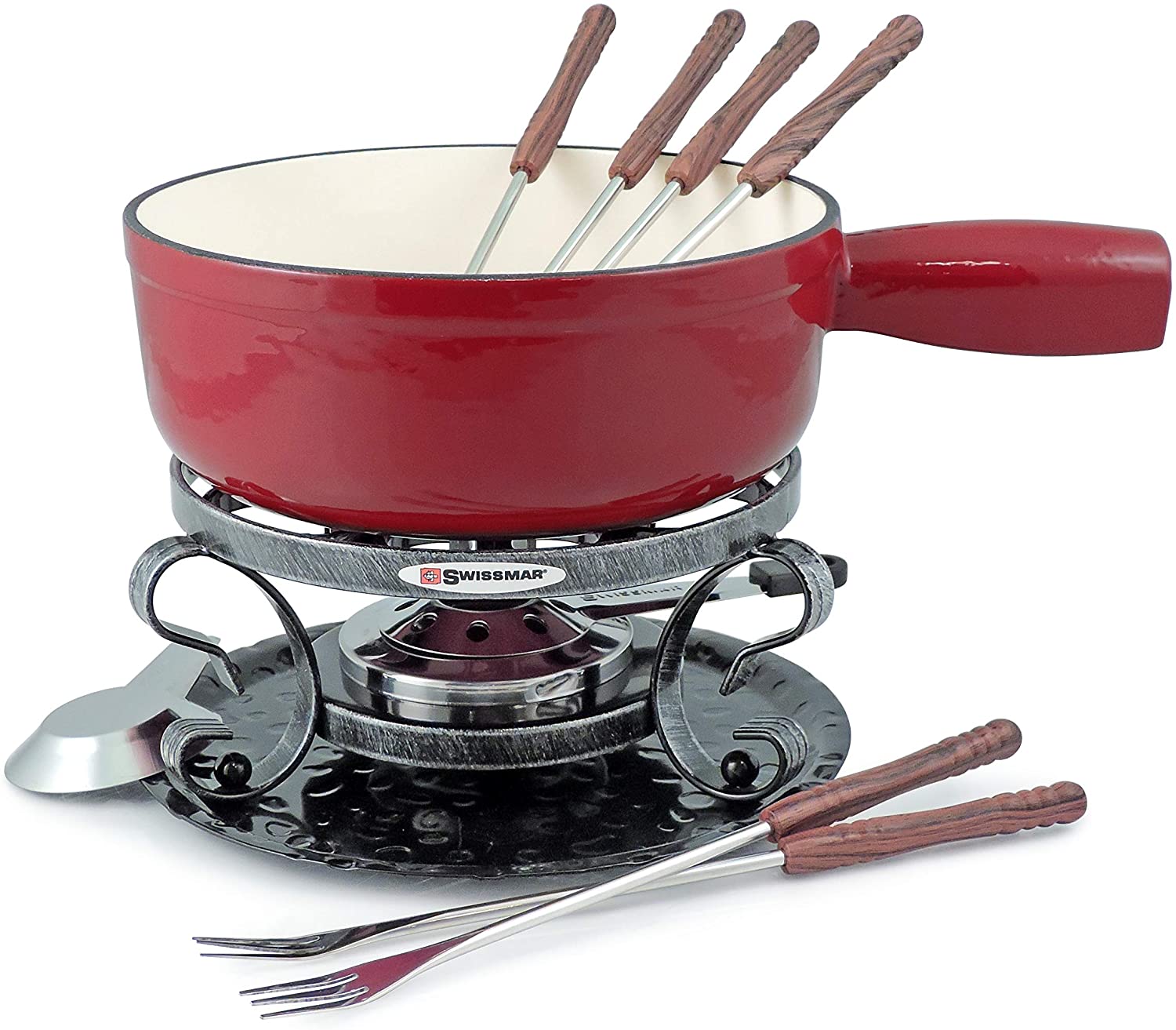 Swissmar - Fondue Set - Cast Iron 9 Piece Red - Lugano