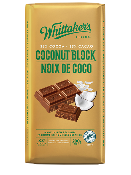 Whittaker's - Chocolate Bar - Coconut Block - 33 % Cocoa - 200g