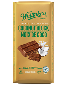 Whittaker's - Chocolate Bar - Coconut Block - 33 % Cocoa - 200g