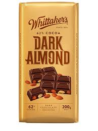 Whittaker's - Chocolate Bar - Dark Almond - 62% Cocoa - 200g