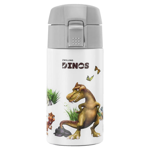 Dinos Stainless Steel Drinking Bottle - White Grey - 350ml