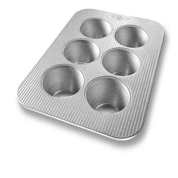 USA Pan Texas Muffin Pan, 6 Cup, Aluminized Steel, Nonstick, 1.781